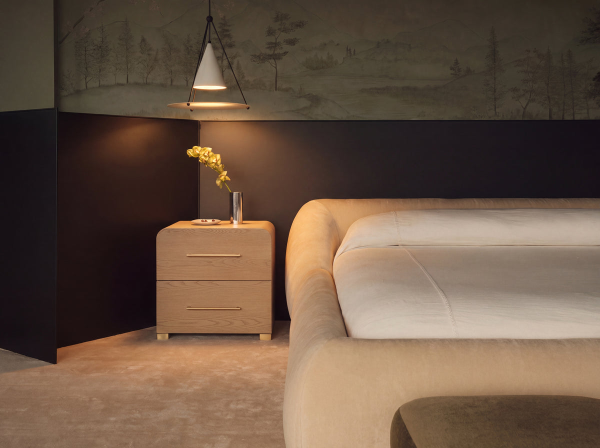 Beside You Nightstand in Wheat, styled in-room lifestyle