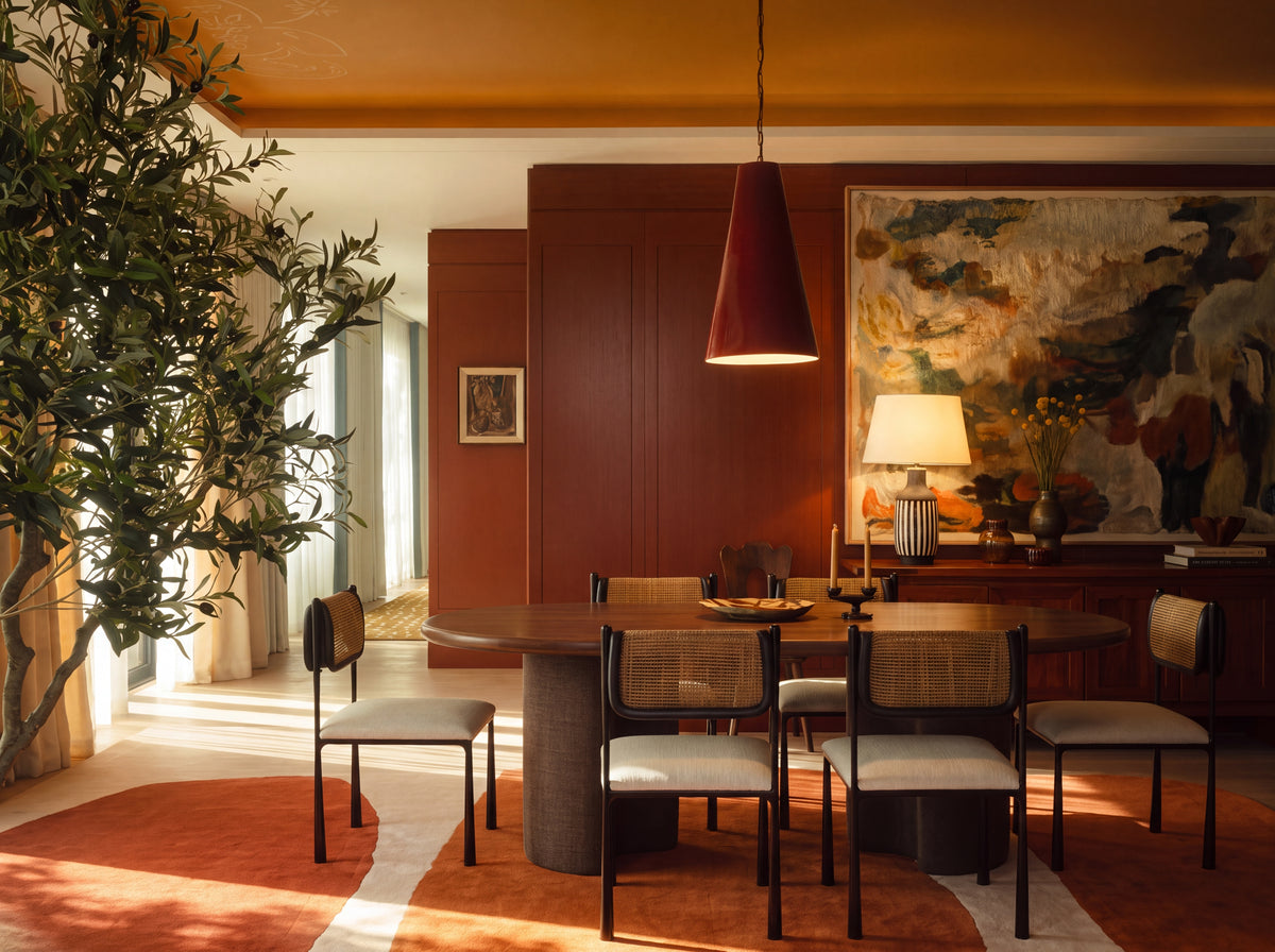Save You A Seat Table in Walnut, styled room lifestyle