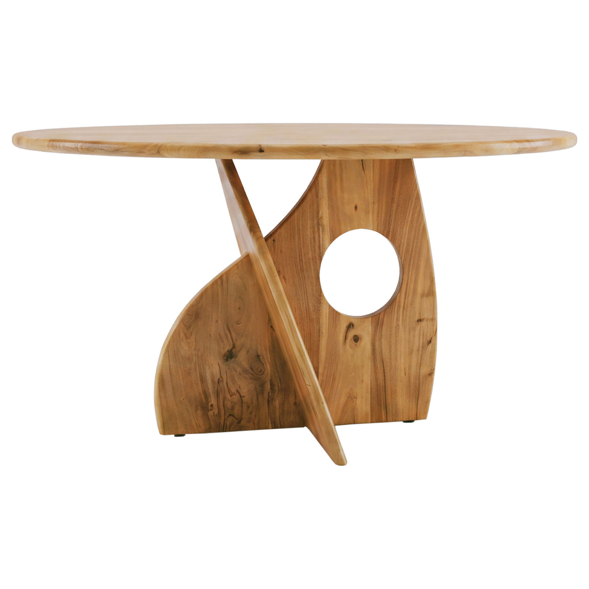 Meet in the Middle Table sculptural acacia base