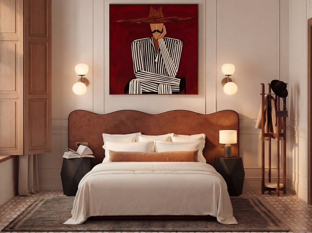 A Place Nearby Side Table in Midnight, styled bedroom lifestyle