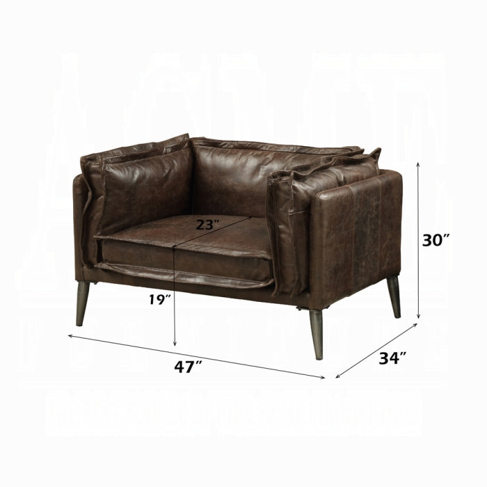Lights Down Low Chair in distressed chocolate, dimensions