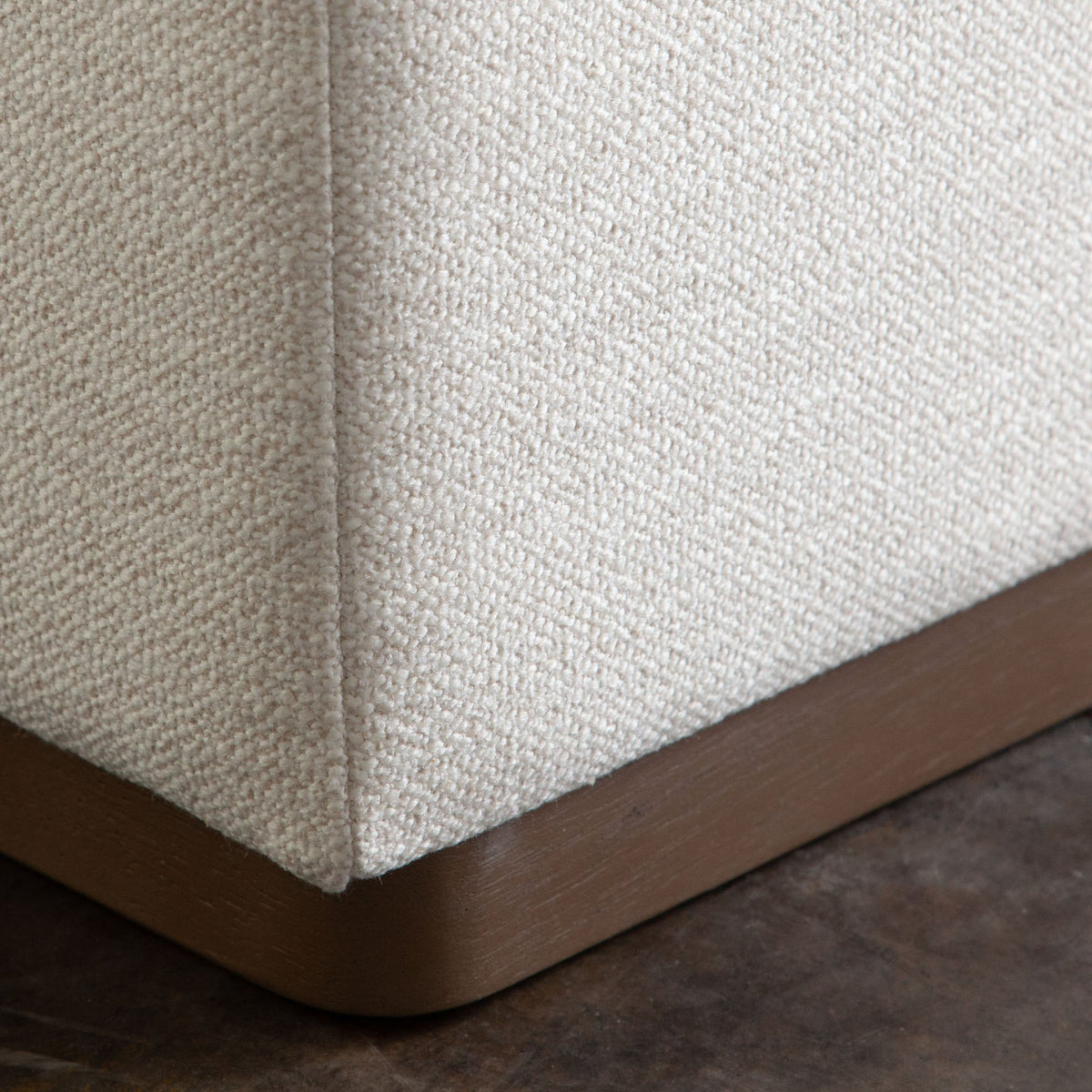 Sunday Stretch Chair in cloud, trim detail