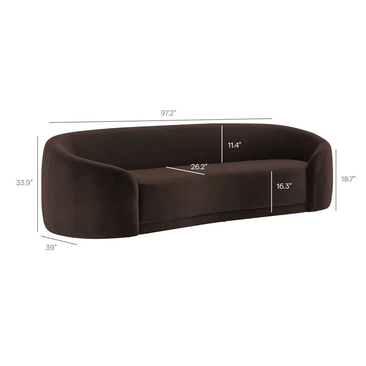 Stay Until Morning Sofa in Espresso, dimensions