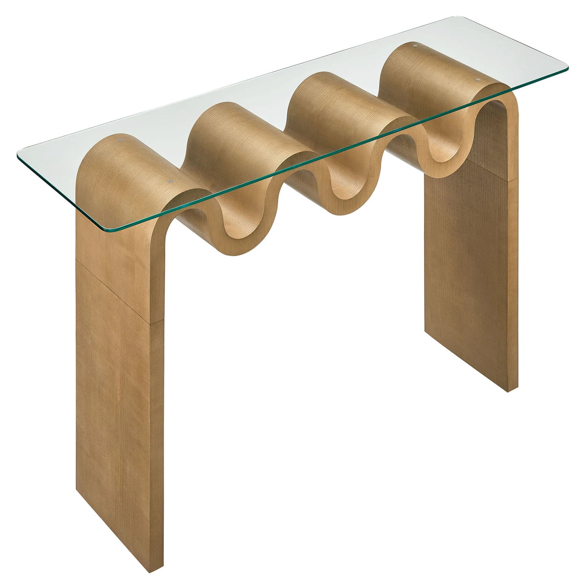 Ripple Effect Console Table in Wheat, alternate angle