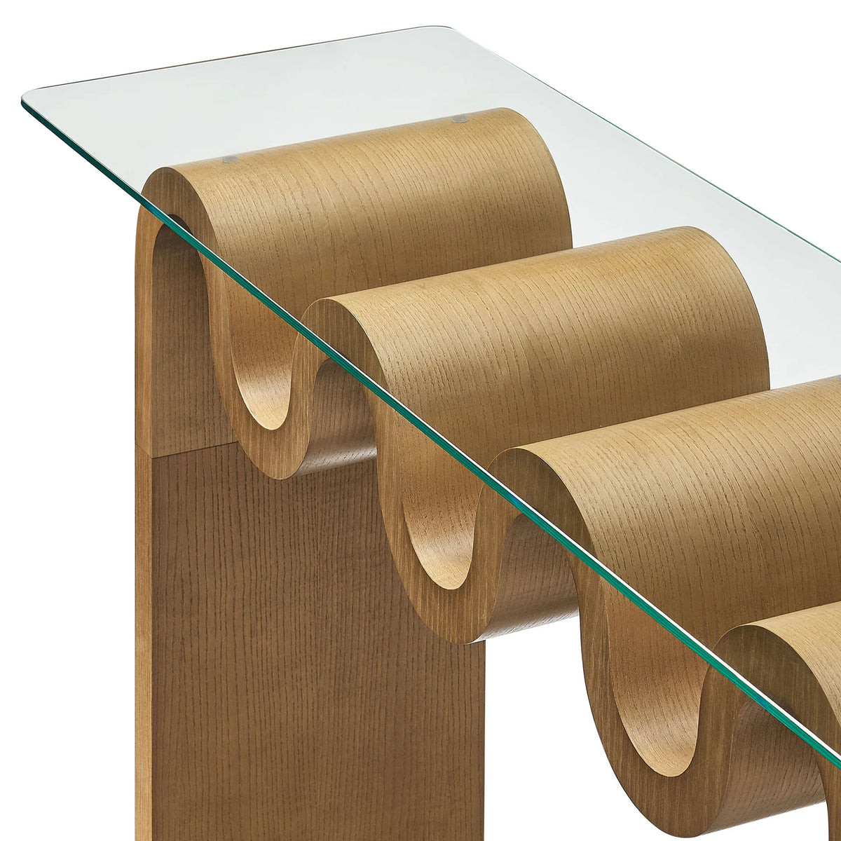 Ripple Effect Console Table in Wheat, wave detail