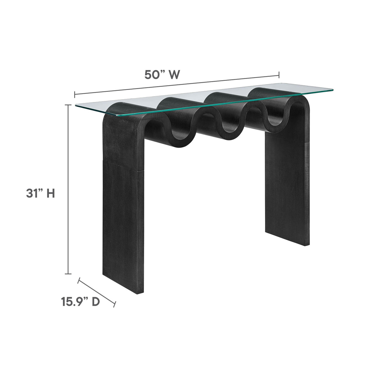 Ripple Effect Console Table in Midnight, dimensions