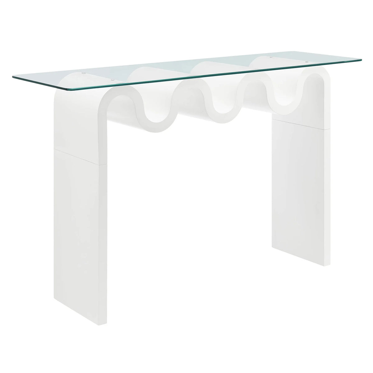 Ripple Effect Console Table in Cloud, angle