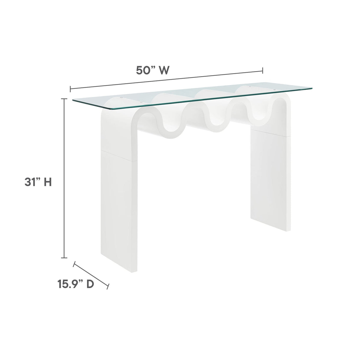 Ripple Effect Console Table in Cloud, dimensions