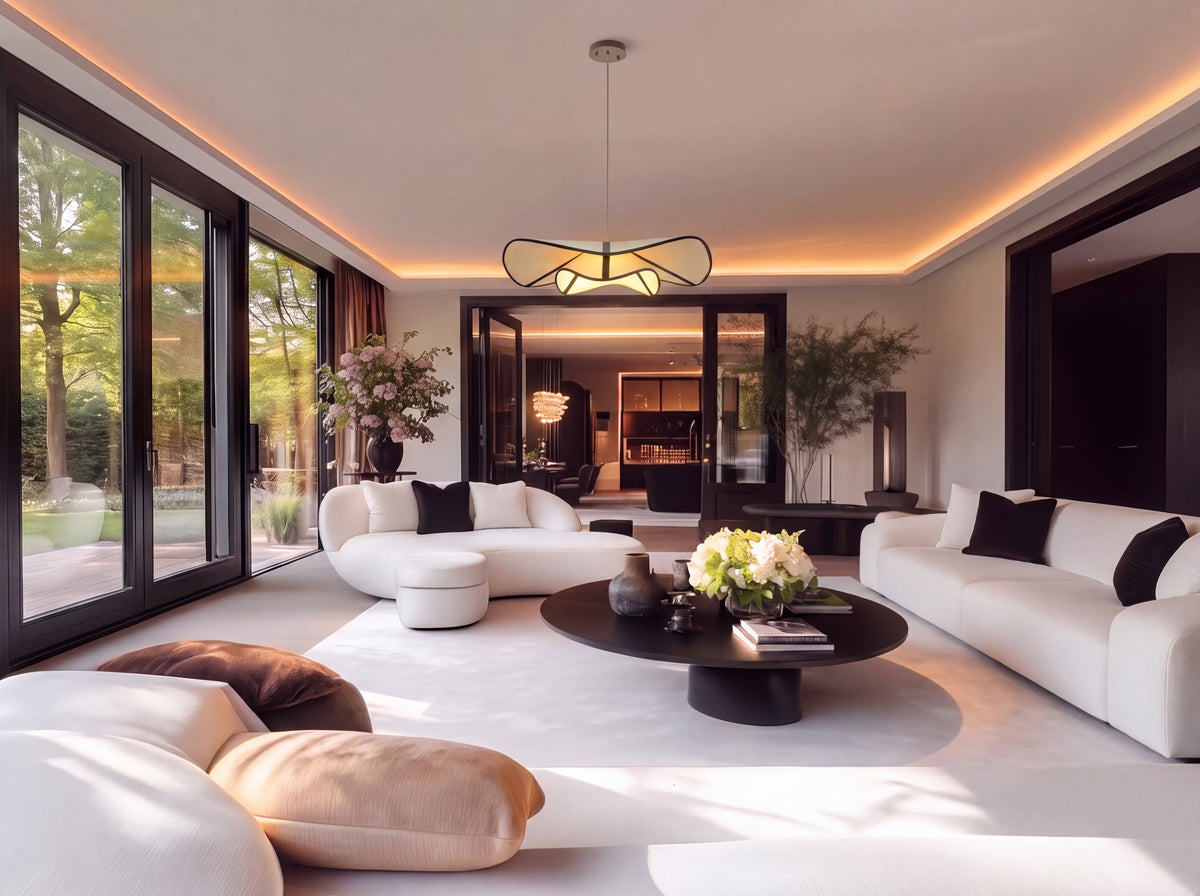 Morning Fold Pendant Lamp in a modern living room