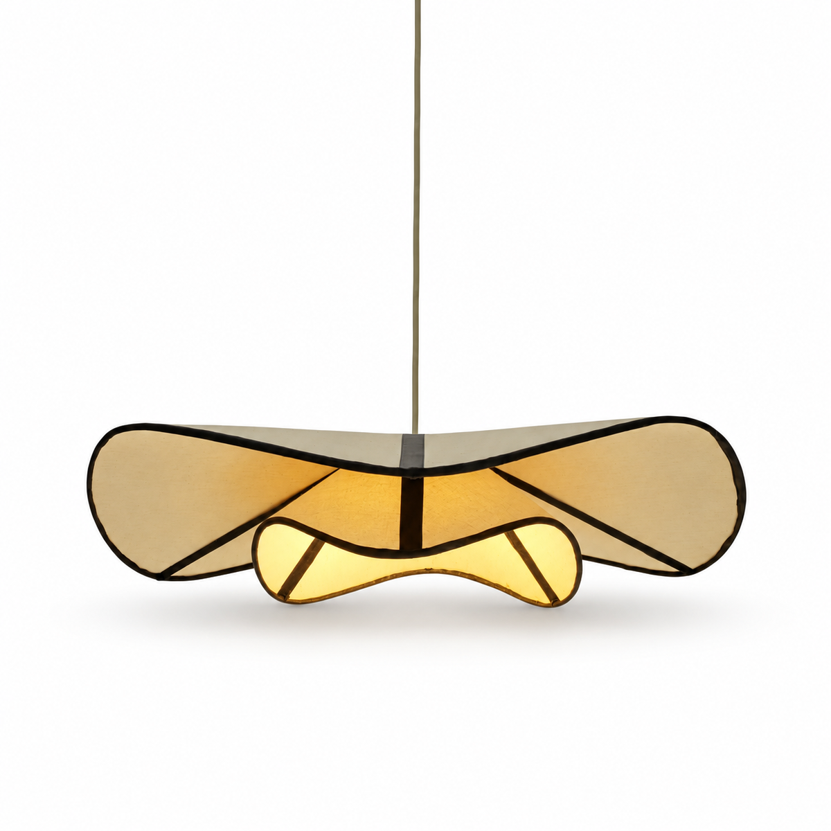 Morning Fold Pendant Lamp in cream and chocolate brown with a soft studio shadow