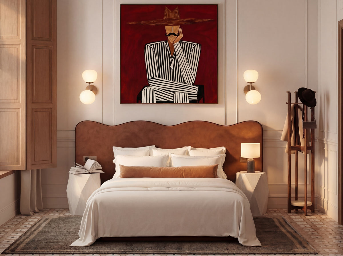 A Place Nearby Side Table in Cloud, styled bedroom lifestyle