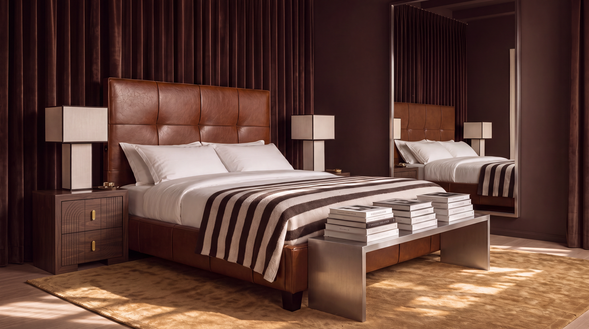 One More Chapter Bed styled in a moody bedroom