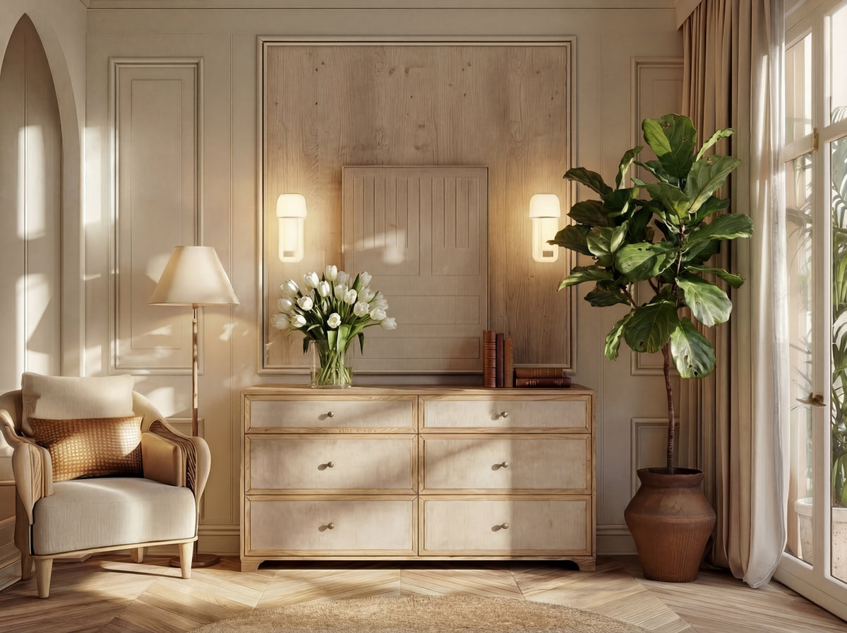 Quietly Kept Dresser in Natural, styled room lifestyle