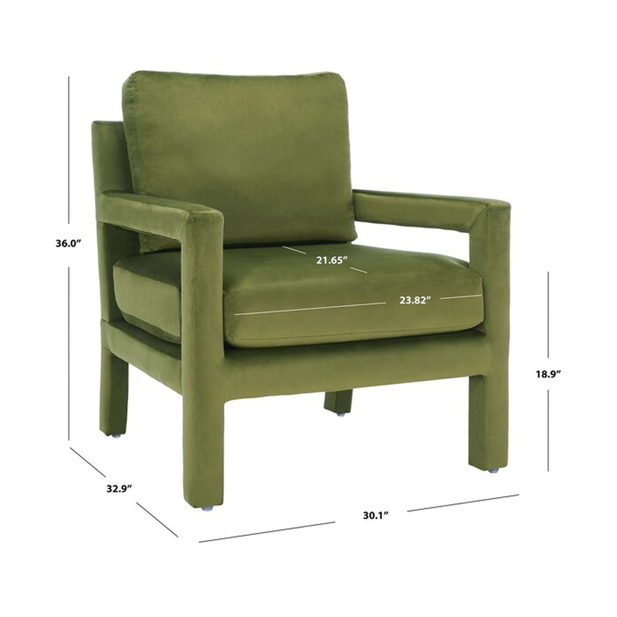 Open Invitation Chair in vintage moss, dimensions