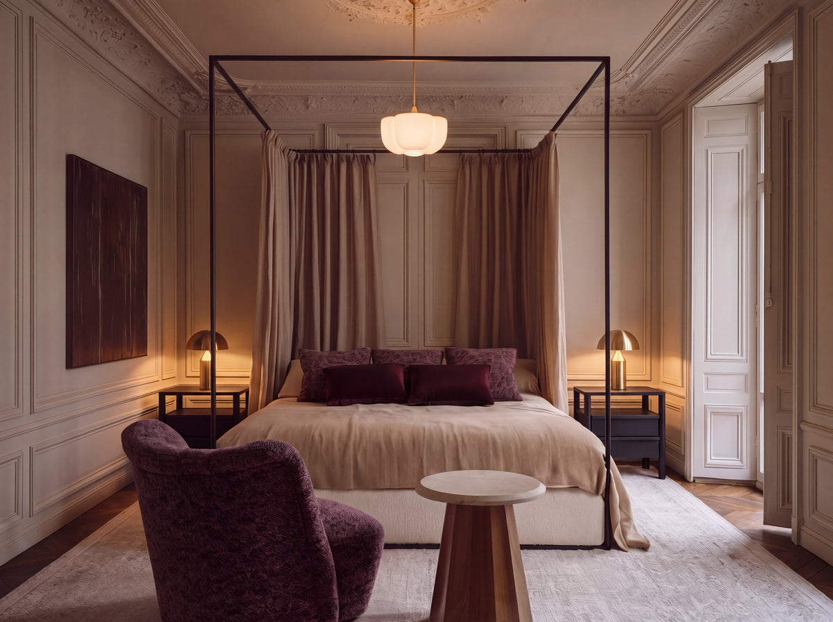 Sleep On It Nightstand in Midnight, styled in-room lifestyle