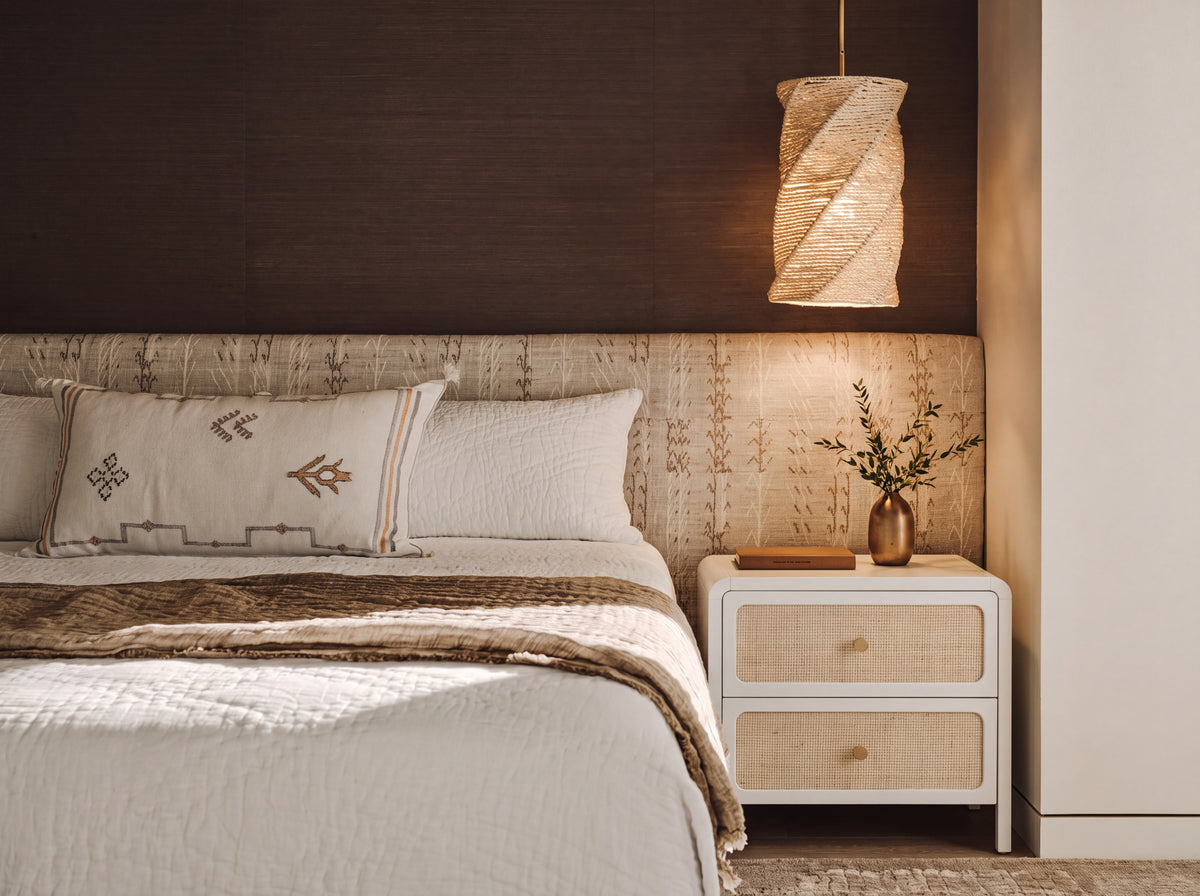 Keep The Lamp On Nightstand in Cloud, styled in-room lifestyle