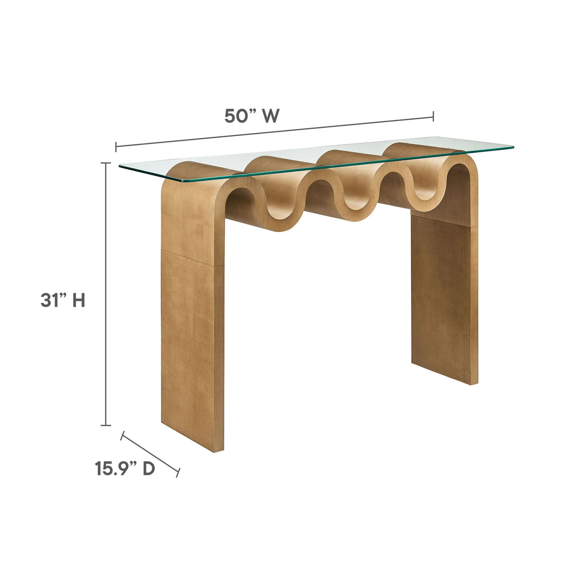 Ripple Effect Console Table in Wheat, dimensions