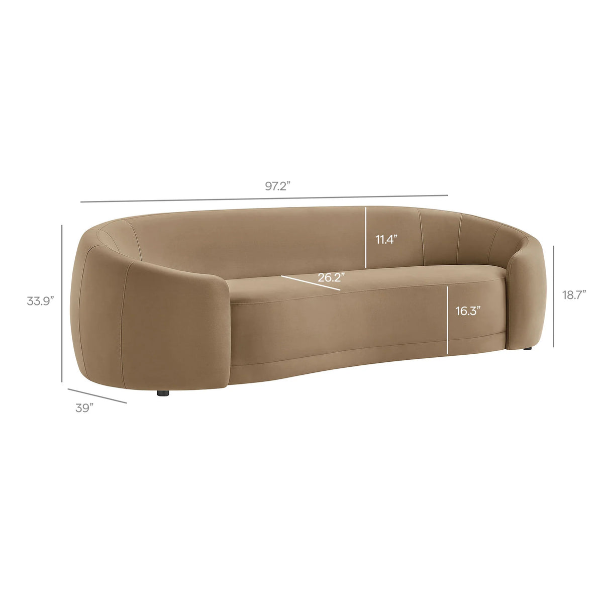 Stay Until Morning Sofa in Oat, dimensions