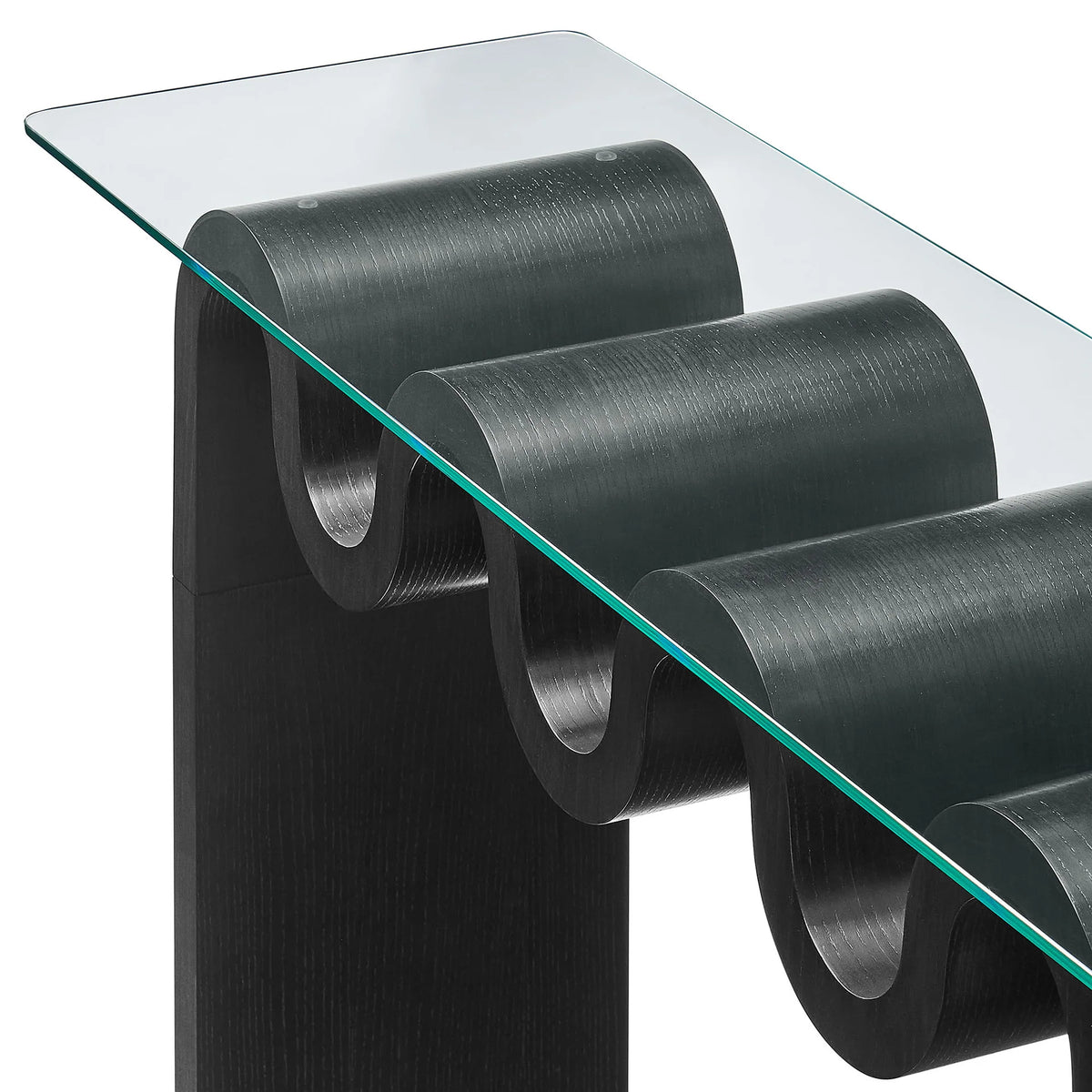 Ripple Effect Console Table in Midnight, wave detail