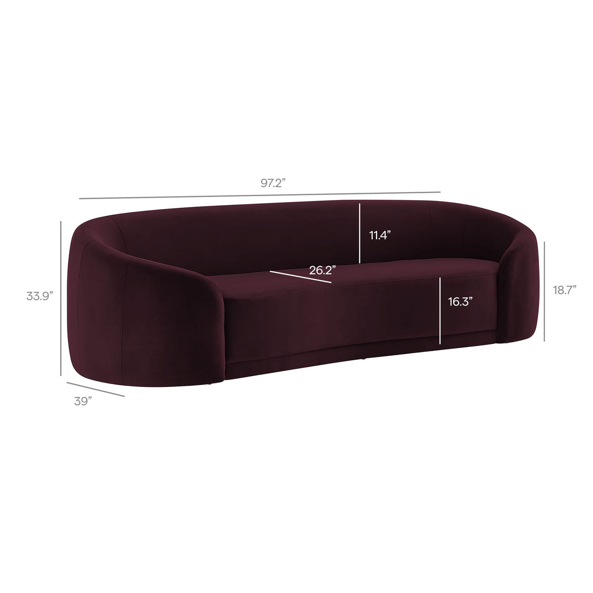 Stay Until Morning Sofa in Merlot, dimensions