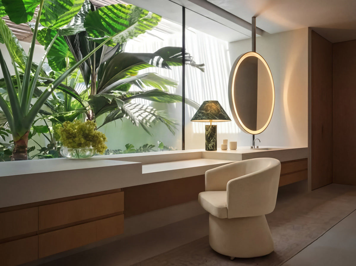 Between Appointments Chair in Oat, styled room lifestyle